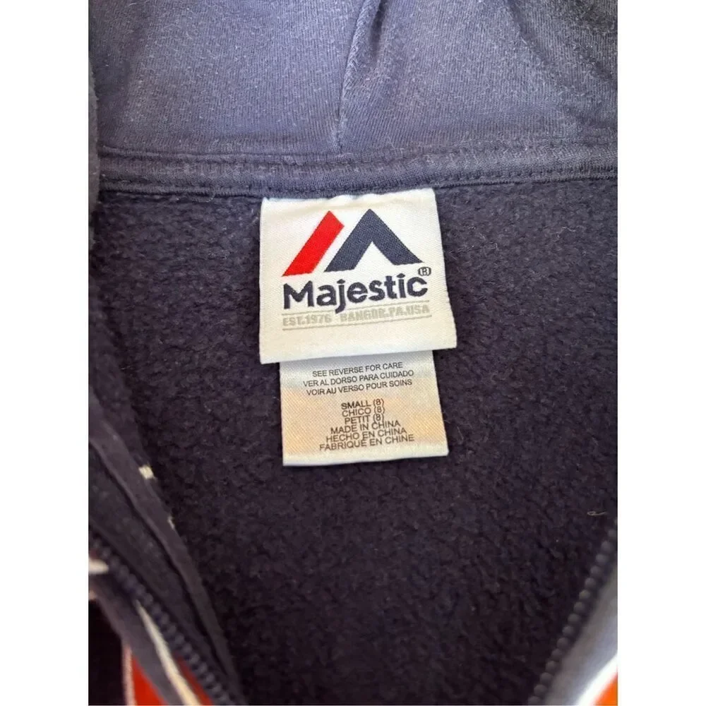 Majestic Boys' Dark Blue Astros Full Zip Fleece Long Sleeve Hoodie Size 8 Youth